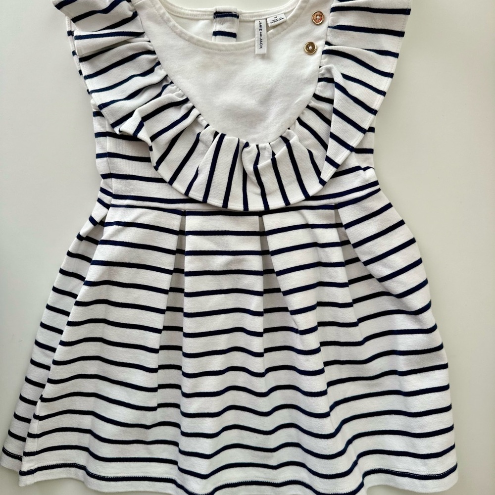 Janie and Jack Navy Stripe Ruffle Dress